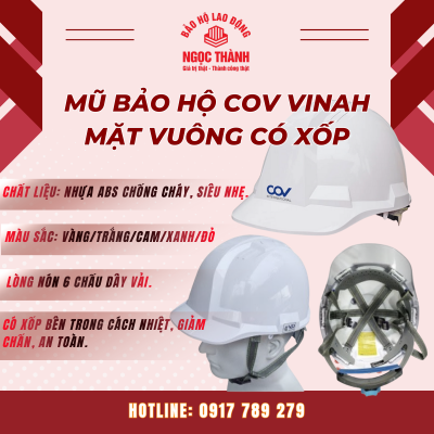 MŨ BẢO HỘ COV VINAH MẶT VUÔNG - CÓ XỐP