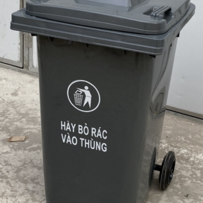 Thùng rác nhựa 120L màu ghi
