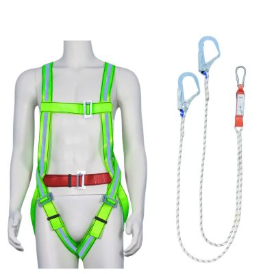 Dây đai an toàn toàn thân 2 móc giảm sốc - Có phản quang - Dây thừng