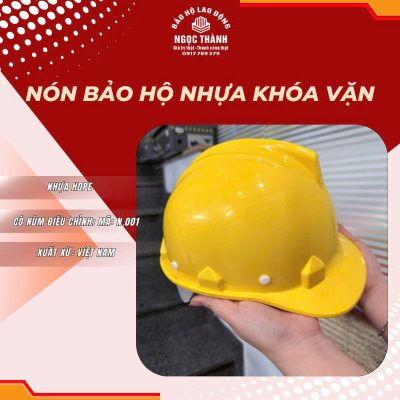 Nón bảo hộ nhựa có khóa vặn (trắng, vàng cam, vàng chanh, xanh dương)