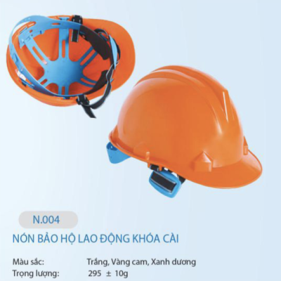 Nón bảo hộ nhựa khóa cài (trắng, vàng cam, xanh dương)