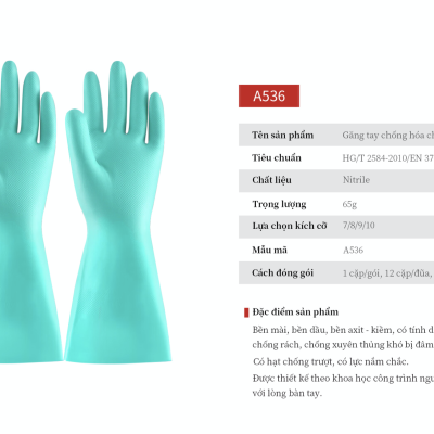Găng tay AMS Nitrile chống hóa chất 35cm