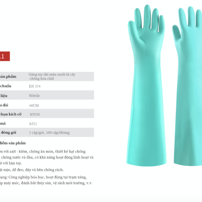 Găng tay AMS Nitrile chống hóa chất 60cm