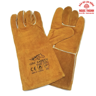 Găng Tay Hàn Da Bò GNC Safety Màu Vàng 14 -16 Inch
