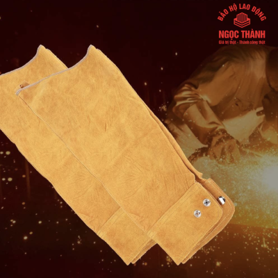 Ống Tay Da Bò Hai Lớp Dài 58cm Cho Thợ Hàn Chống Nhiệt Chống Tia Lửa Hàn