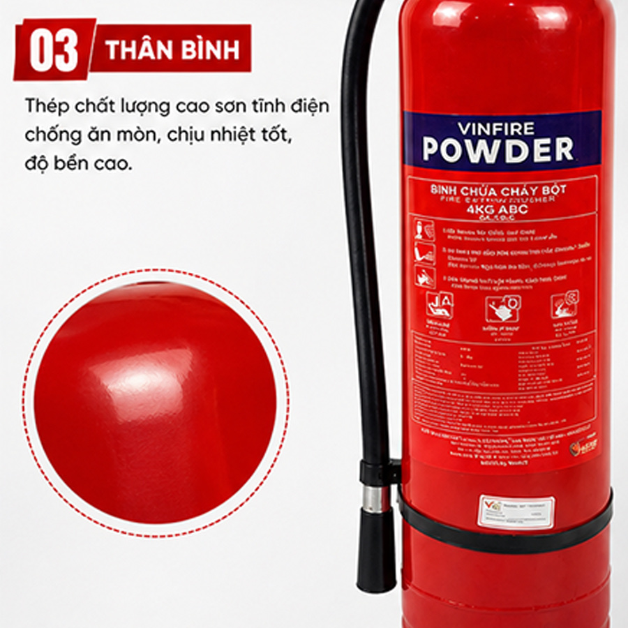 Bình Chữa cháy Bột MFZL4 ABC 4Kg Vinfire